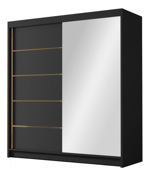 Šatní skříň s posuvnými dveřmi Bratoke III 180 (kašmír + zlatá) (se zrcadlem)