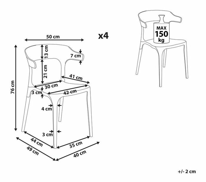 Set 4 ks jídelních židlí Gerry (béžová)