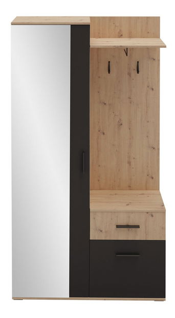 Předsíň Cless (dub artisan + černá) (se zrcadlem) *bazar