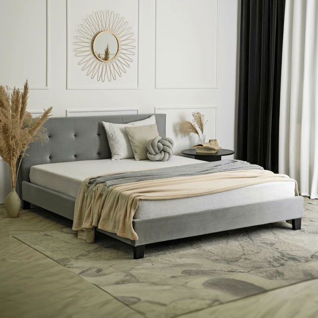 Manželská postel 160 cm Baviera (šedá) (s roštem)