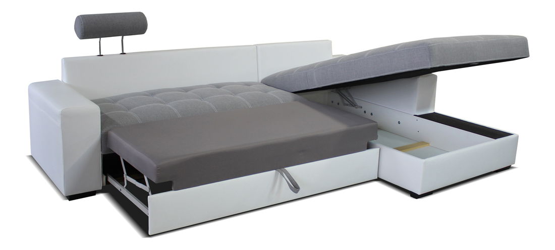 Rohová sedací souprava Corato 2F+L (tmavě hnědá + bílá) (P)