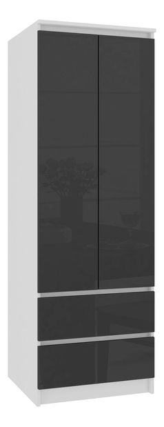 Šatní skříň Surgimiento (bílá + lesklý grafit)