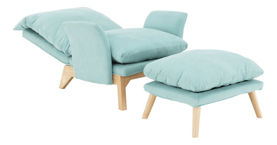 Křeslo s podnožkou Zintius (mentolová)