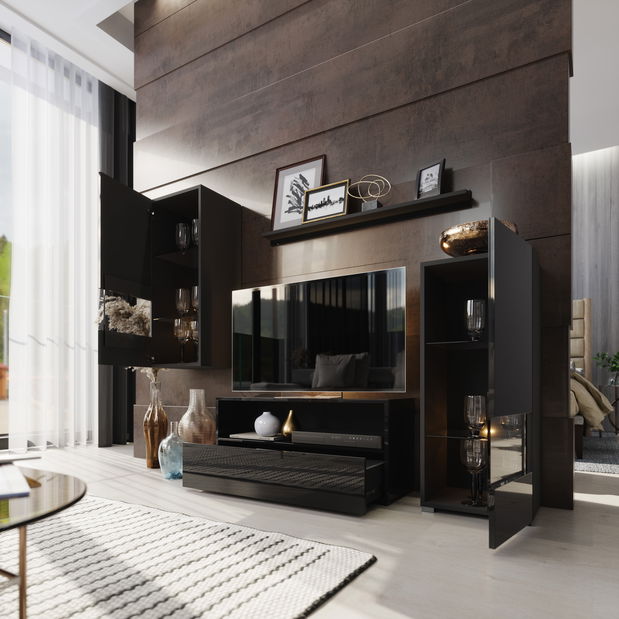 Obývací stěna Berny 39 (černá + černý lesk)