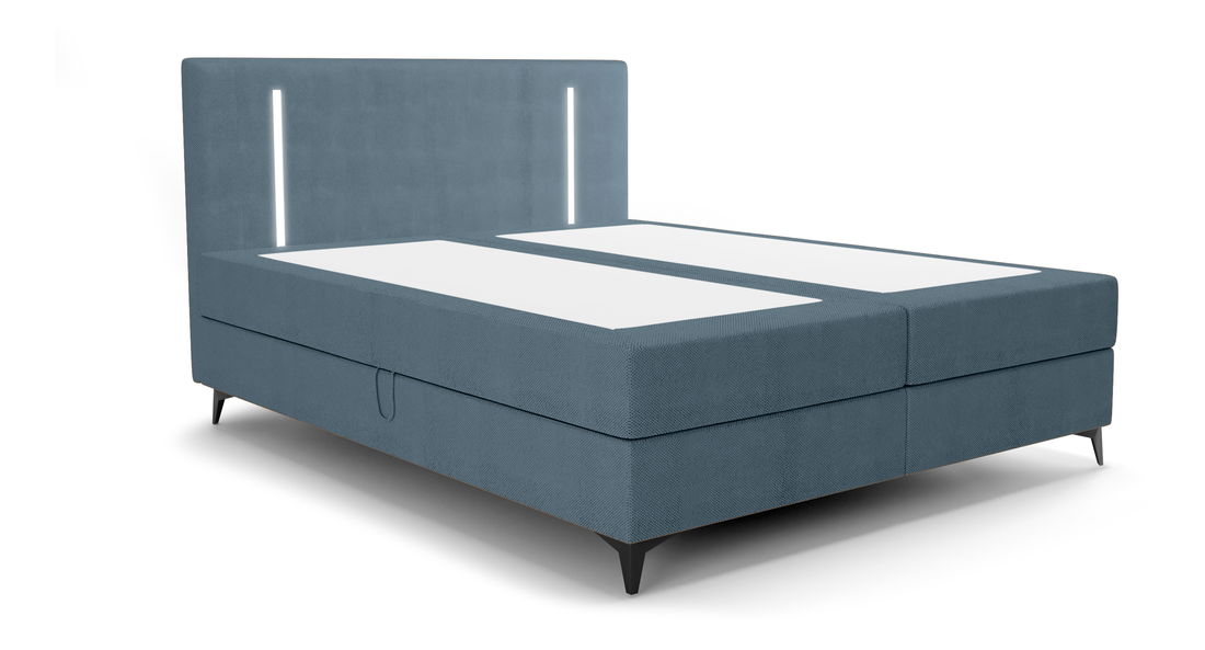 Jednolůžková postel 120 cm Ortega Bonell (světlomodrá) (s roštem, s úl. prostorem) (s LED osvětlením)