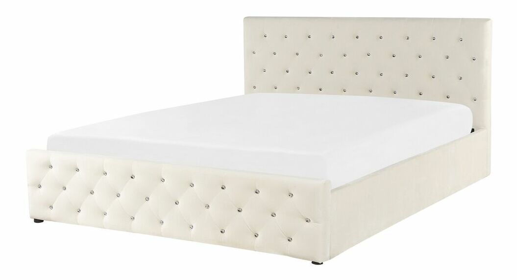 Manželská postel 160 cm AMESIA (béžová) (s roštem a úl. prostorem)