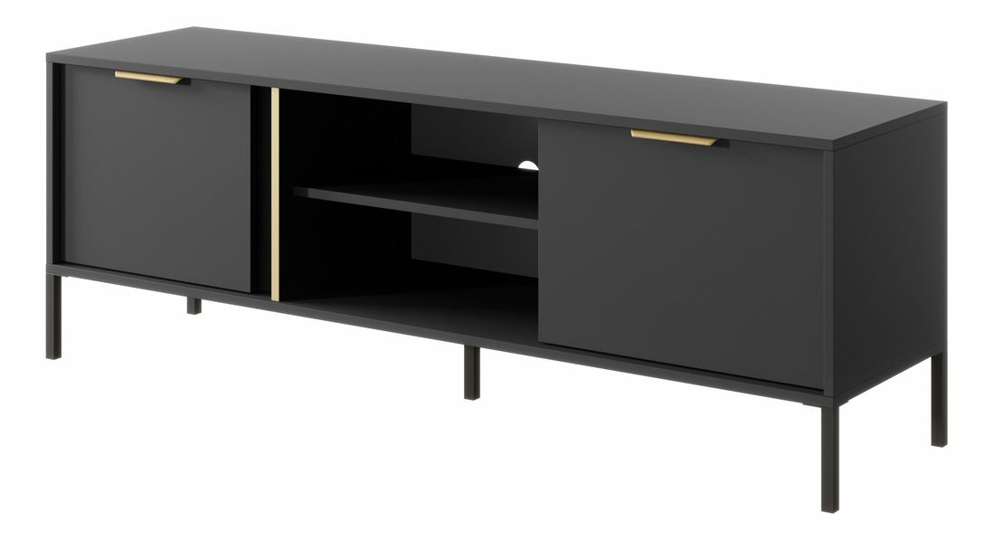 TV stolek/skříňka Lyran 2D (antracit + zlatá)