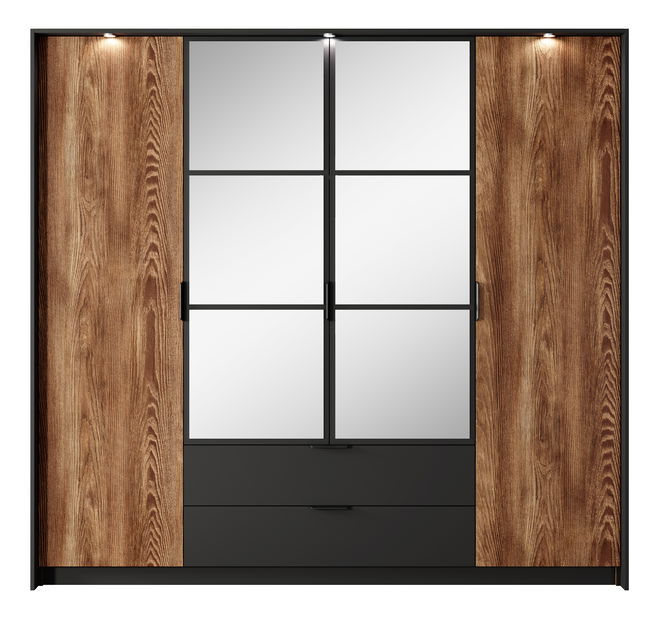 Šatní skříň Milty (dub baltic + černá)