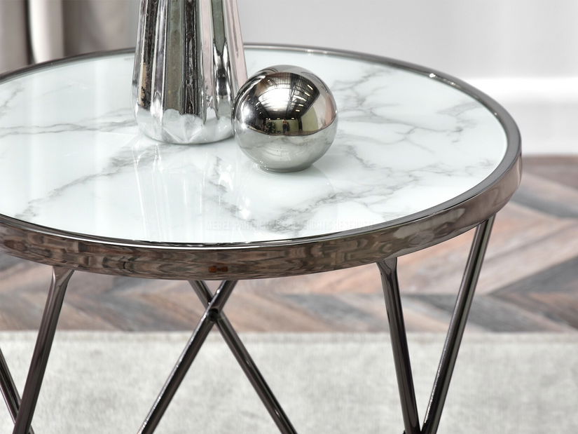 Konferenční stolek Armin S (bílý mramor + černá)