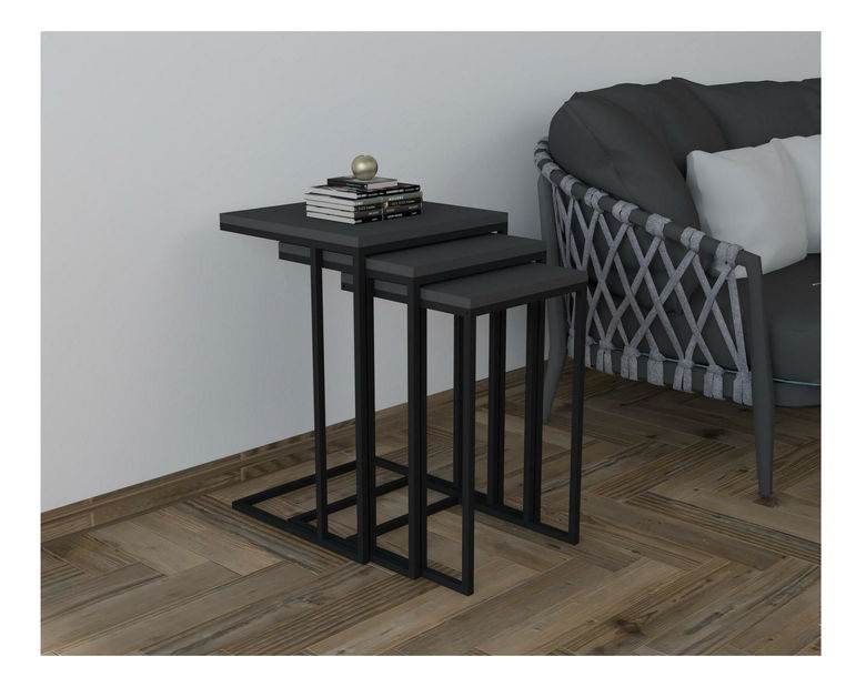 Set 3ks. konferenčních stolků Vudema (černá + antracit)