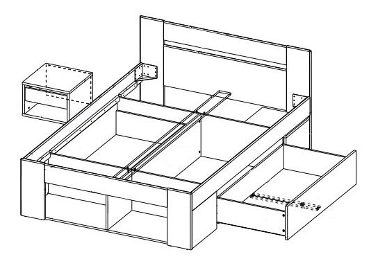 Manželská postel 160 cm Milo (s noč. stolky)