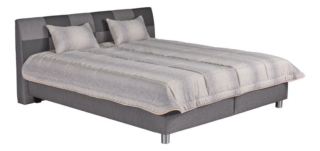 Manželská postel 180 cm Blanár Nice (šedá + vzor Baleri 783-12) (s roštem)