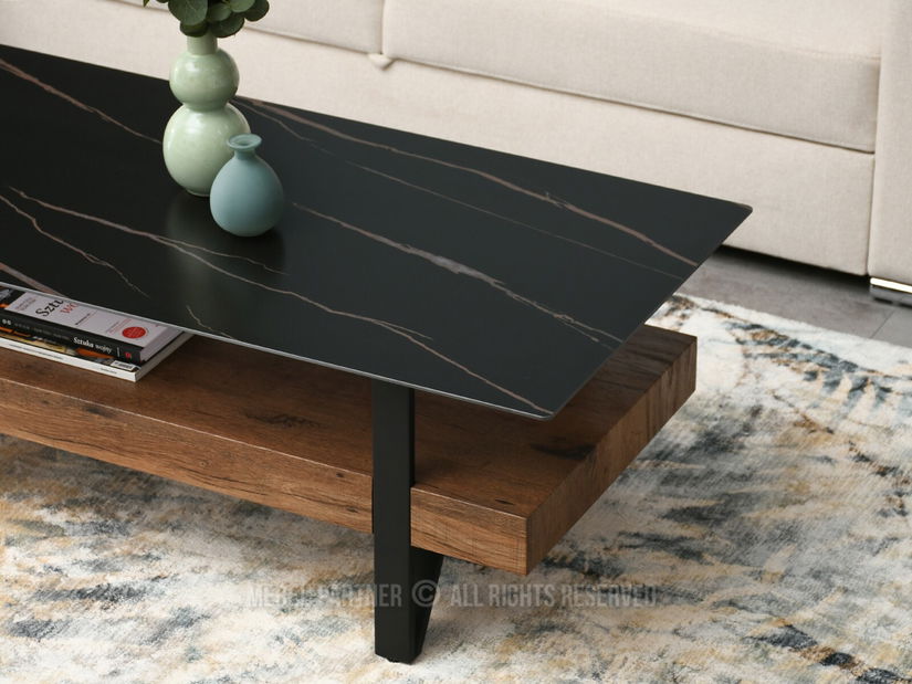 Konferenční stolek Bohac (černý mramor + černá)