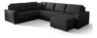 Rohová sedačka ve tvaru U- Pearle 3 (tmavě šedá + černá) (L)