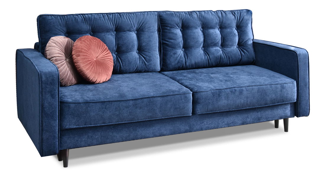 Pohovka dvousedačka Legacion (tmavě modrá + ořech)