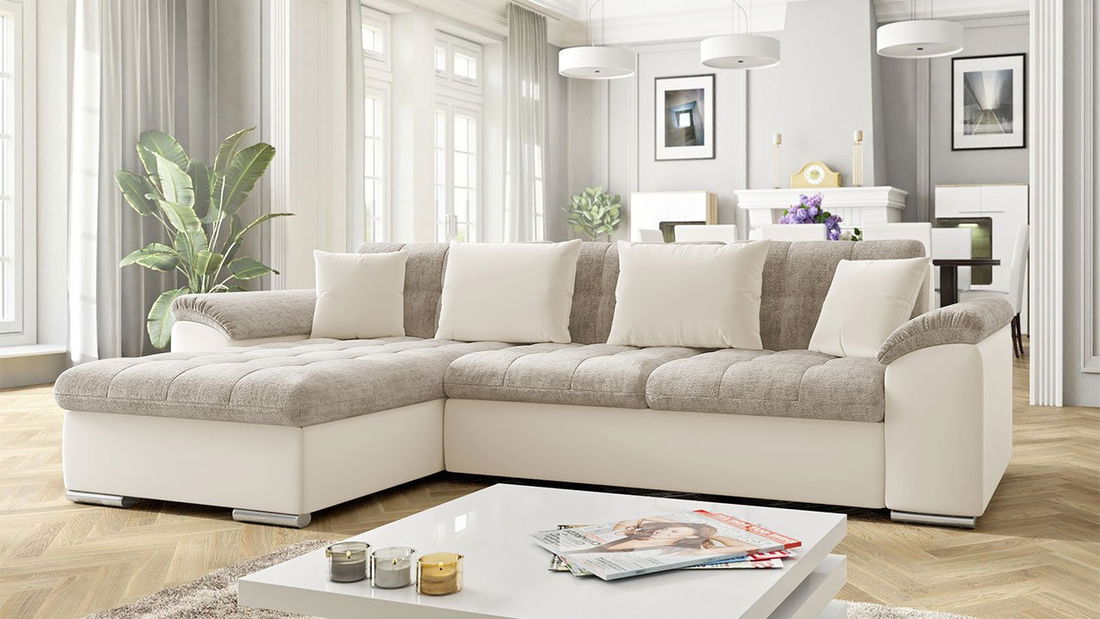 Rohová sedací souprava Dino Premium (krémová + béžová + krémová) (L) *bazar