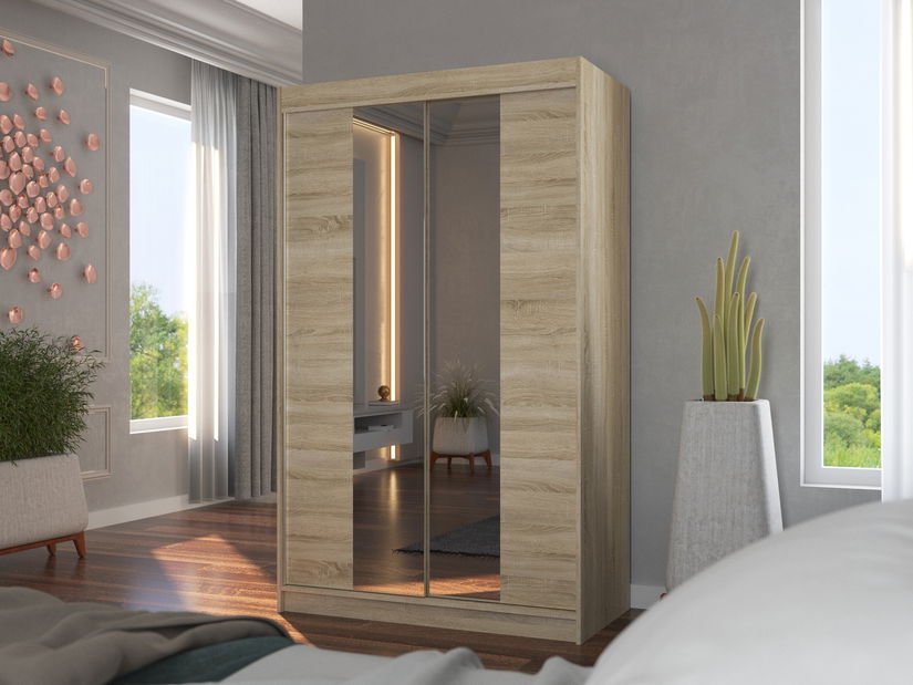 Šatní skříň Madio (dub sonoma) (se zrcadlem)