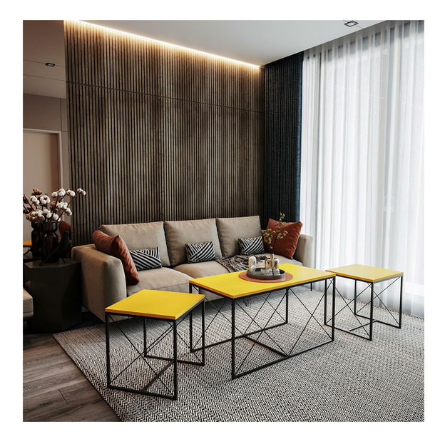 Set 2ks. konferenčních stolků Mekebu 1 (žlutá + černá)