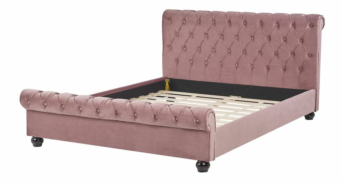 Manželská postel 160 cm ARCHON (s roštem) (růžová)