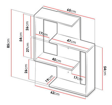 Závěsná police Gyanna (bílá + sonoma)