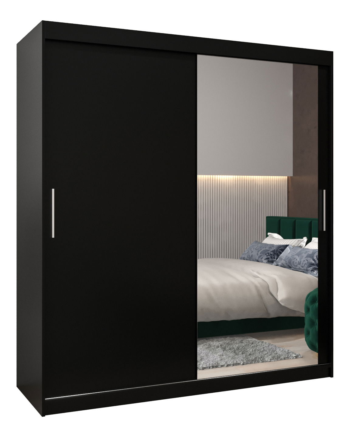 Šatní skříň 180 cm Toki 2 (Černá matná + Černá matná)