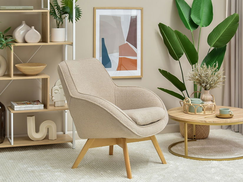 Designové křeslo Merch (béžová + bílá)