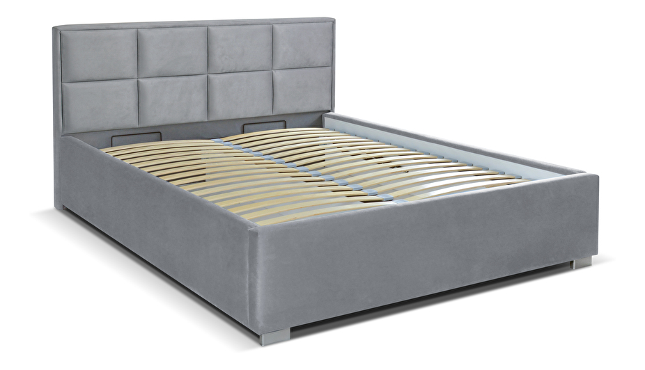 Manželská postel 160 cm Grander (šedá) (s roštem a úl. prostorem)