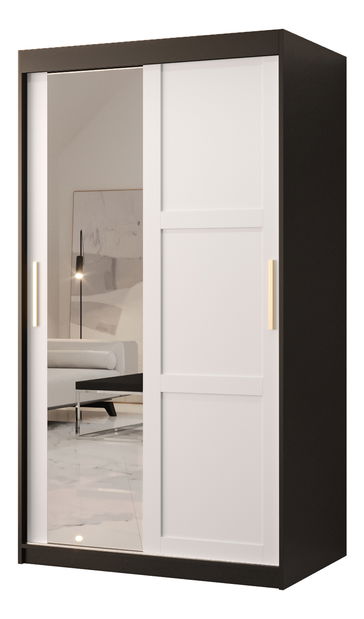 Šatní skříň Riven 2 100 (černá matná + bílá matná) (se zrcadlem)