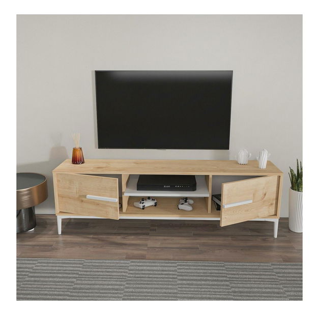 TV skříňka Eslametta (dub + bílá)