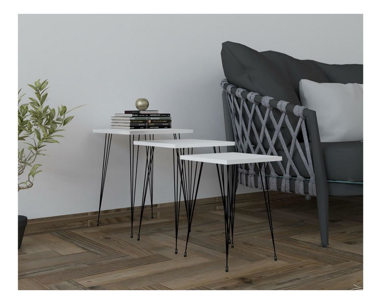 Set 3ks. konferenčních stolků Pakamo (černá + bílá)