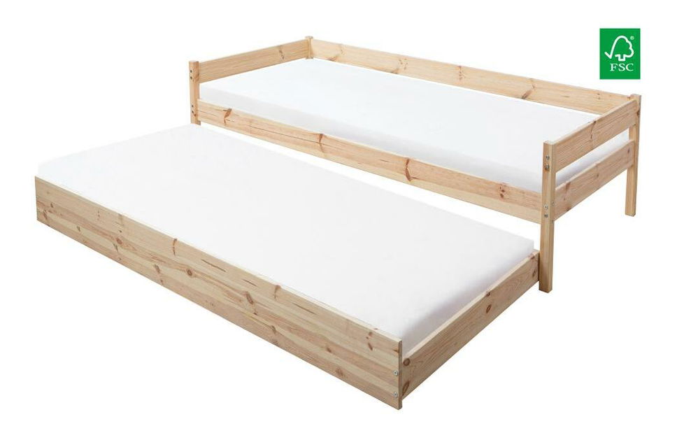 Manželská postel 140 cm Braceaba (smrk masiv) (s roštem)