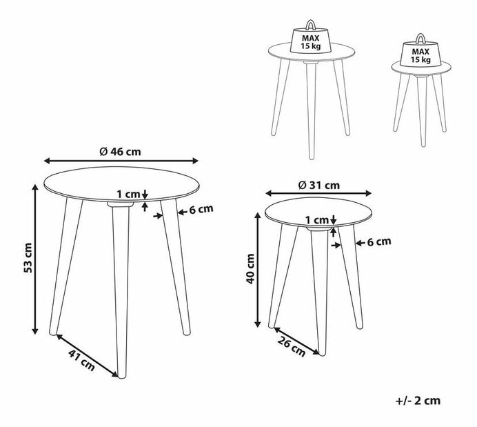 Set 2 ks konferenčních stolků Bonifacio (bílá)