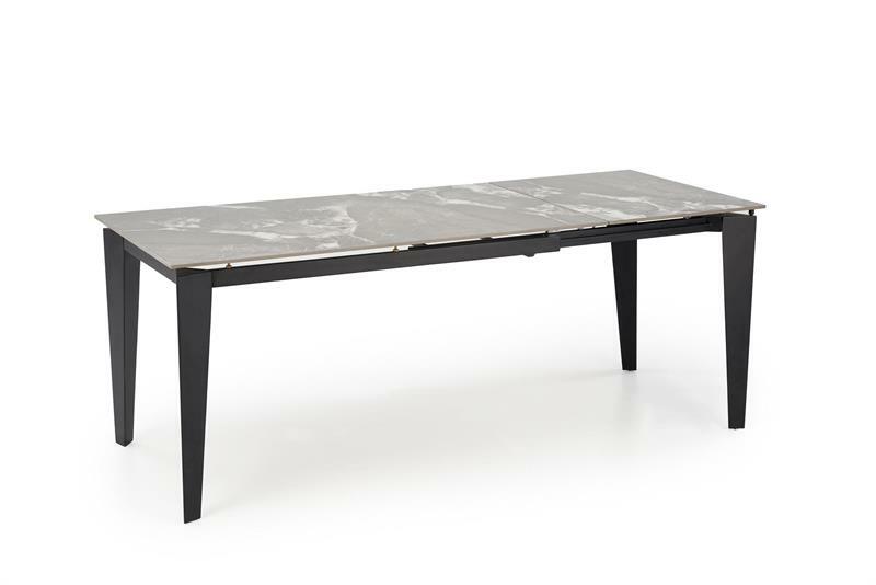 Jídelní stůl Fenix (šedý mramor + černá) (pro 4 až 8 osob)