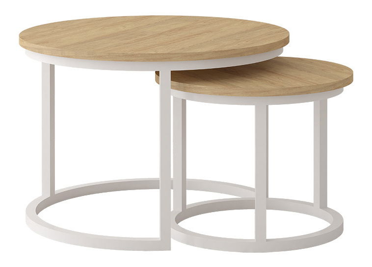 Set konferenčních stolků Tulin (bílá + hikora)