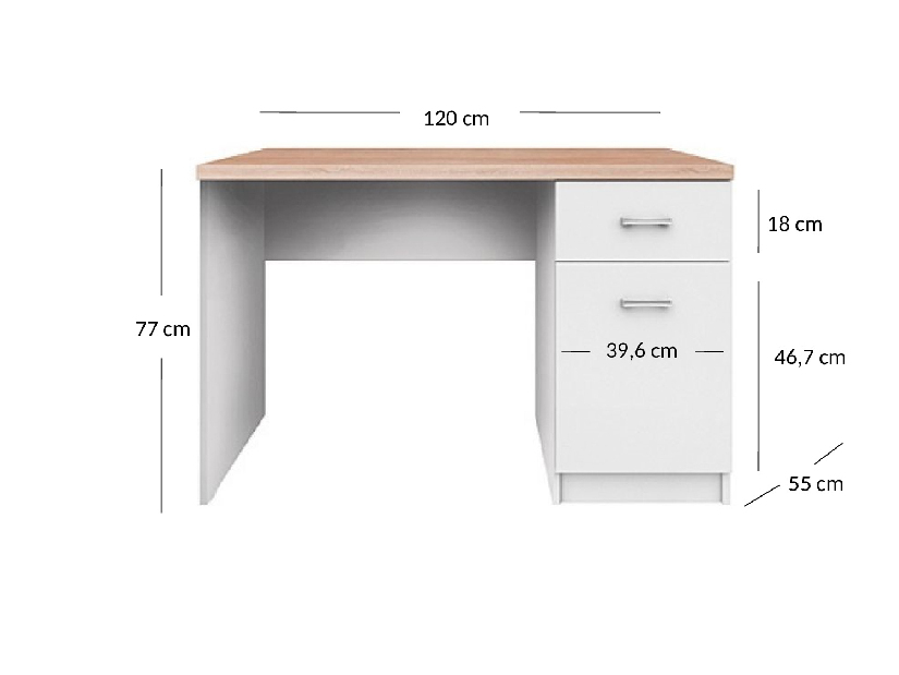 Psací stůl Tianna 1d1s/120 (bílá)