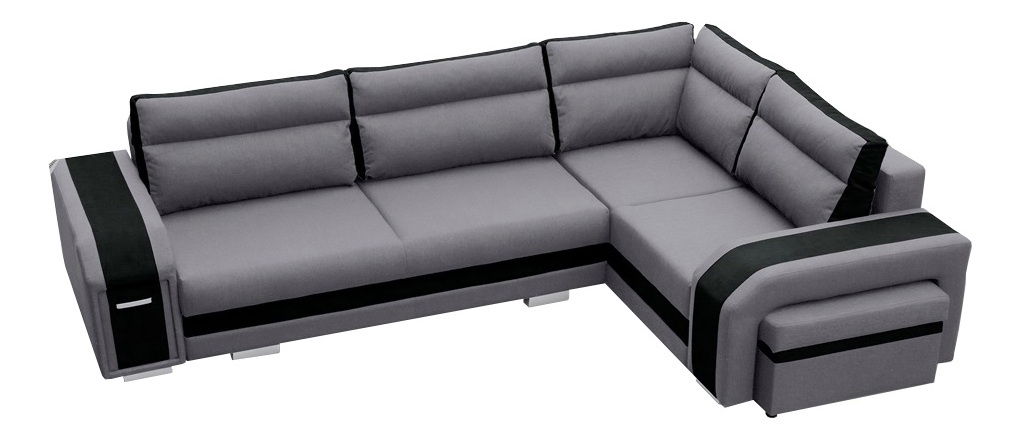 Rohová sedací souprava Asperata (světlešedá + černá) (P)