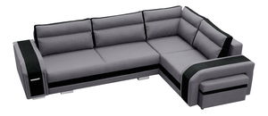 Rohová sedací souprava Asperata (světlešedá + černá) (P)