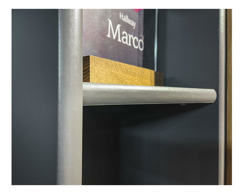 Policová skříň Mablo (antracit + dub artisan + černá)