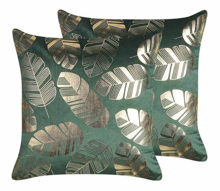 Sada 2 ozdobných polštářů 45 x 45 cm Sunflo (zelená)