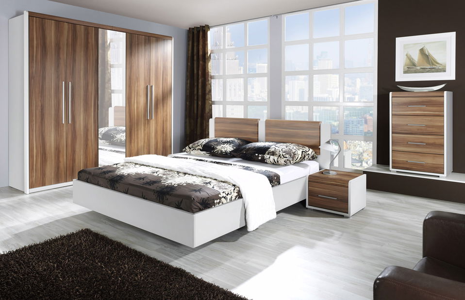 Manželská postel 160 cm Montana MT 31 bílá+švestka