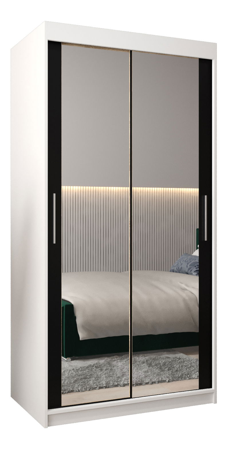 Šatní skříň 100 cm Toki 3 (Bílá matná + Černá matná)