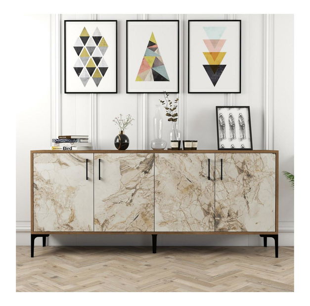 Skříňka Kim 180 (ořech + bílá)