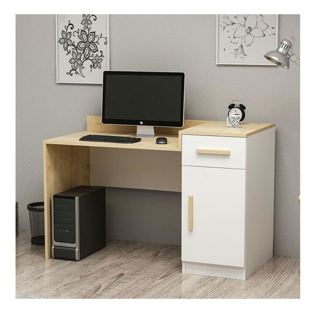 PC stolek Makeku (dub + bílá)