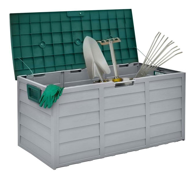Zahradní úložný box Korta (šedá + zelená)