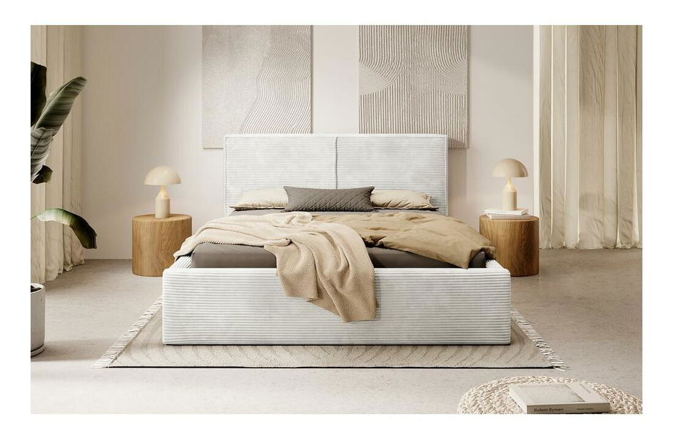 Manželská postel 140 cm Fatime (s roštem) (s úl. prostorem) (béžovošedá + černá)