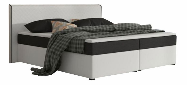 Manželská postel Boxspring 180 cm Namakyra komfort (bílá + černá) (s matrací a roštem)