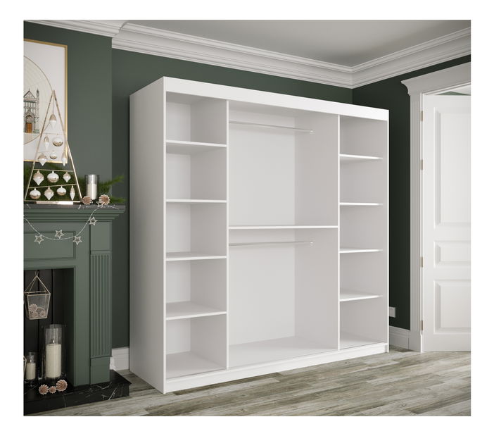 Šatní skříň 200 cm Marbelo P (matná bílá + černý mramor)