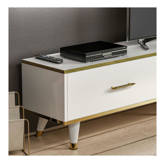 Obývací stěna Mevala 2 (bílá + zlatá)