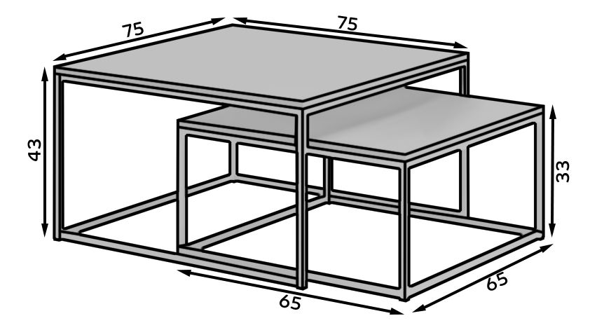 Set 2 ks. konferenčních stolků Kamir (bílá + beton)