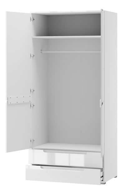 Šatní skříň Sallosa 28 (bílá + lesk bílý)